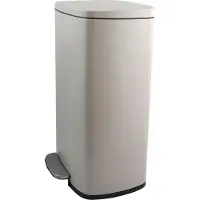 Spirella Poubelle 50 litres en inox avec abaissement automatique et seau intérieur "Akira" Cuisine Poubelle Softclose Taupe mat