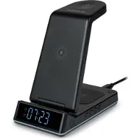 Thomson , station de charge 4 en 1 + réveil pour Apple, personnalisable, noir