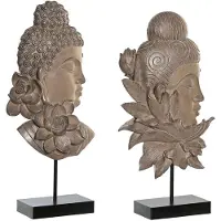 DKD Home Decor Deko-Figur 23 x 8 x 42 cm Schwarz Braun Buddha Orientalisch (2 Stück)