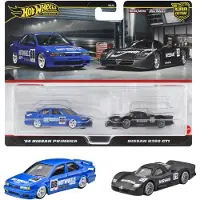 Hot Wheels HRR74 Premium Lot de 2 Nissan R390 GT1/'94 Nissan Primera Vhicule Jouet Minicar 3 ans Bleu/Noir