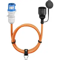 Goobay 76223 Câble adaptateur CEE, prise CEE sur prise femelle à contact de protection, 1,5 m, 1.5 m, orange - Câble de camping pour l'extérieur, 16 A / 230 V