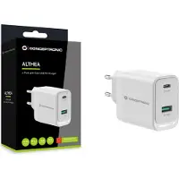 Conceptronic Quick Charge 3.0 Pd Pps Usb-a And Usb-c Wall Charger Argenté