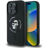 Karl Lagerfeld Liquid Silicone Karl And Choupette Magsafe Iphone 16 Pro Max Phone Case Noir