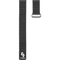Connect Cuir à tête plate de 22mm - boucle de silicone sangle magnétique (130mm M/L) (22 mm, Cuir, Silicone), Sangles de montre, Noir