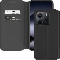 Avizar Étui pour Xiaomi Redmi Note 14 4G Clapet Porte-Cartes et Support Vidéo Noir