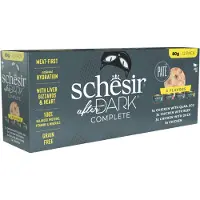 Schesir After Dark Complete 4 Flavors, Chicken, nourriture humide en conserve sans céréales pour chats, (pate), multipack, 80g x 12pcs