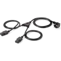 Equip Câble d'alimentation en Y de haute qualité 2 x CEI C13 vers 1 x 90 degrés Schuko (1.80 m), Câble d'alimentation, Noir