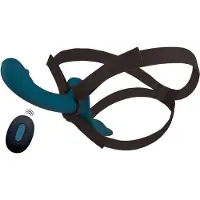 You2Toys - gode ceinture vibrant avec harnais - silicone noir bleu