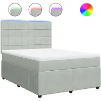 vidaXL Lit boxspring avec matelas gris clair 140x190 cm velours