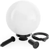 Wiltec Lampe boule extérieure – 300 x 300 x 510 mm – Ø 30 cm – Luminaire ronde de jardin avec piquet – Lampadaire IP44 avec Douille de 40W E27
