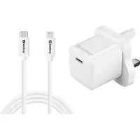 Sandberg - Adaptateur secteur - 20 Watt - 3 A - PD (24 broches USB-C) - sur câble : Lightning - Royaume-Uni (441-64)