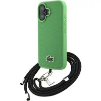 Lacoste Etui Iconic Petit Pique Crossbody Cord MagSafe do iPhone 16 Plus zielony (Apple iPhone 16 Plus), Coque pour téléphone portable, Vert