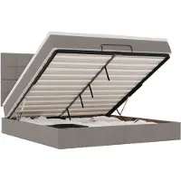 vidaXL Ottoman-lit avec matelas & LED Taupe 180x200 cm Tissu
