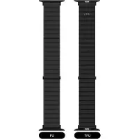 JCPAL FlexDuo Apple Watch Band Black for Apple Watch 1st-9th gen, SE 1-2nd gen (38/40/41mm), S10 (42mm) (PU, TPU), Sangles de montre, Noir