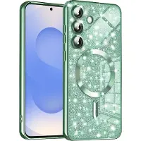Techsuit - Luxury Glitter MagSafe - Samsung Galaxy S25 - Light Green (Samsung Galaxy S25), Coque pour téléphone portable, Vert