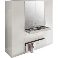 CALICOSY Aachen Armoire à portes battantes avec miroir 4 portes 135 cm blanc