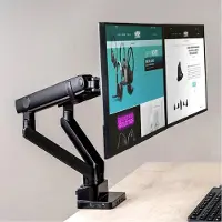 Urban Factory Dual Spring Monitor Arm 8 In 1 Built-In USB-C Docking Statio (Tables, 32", 8 kg), Support de moniteur, Noir