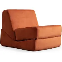 Hannah Home , canapé-lit 1 place confortable sans structure, 100 % polyester, mousse 28 DNS, 70 x 100 x 70 cm, coussins d'assise et de dossier modulables, lavable, orange vif.