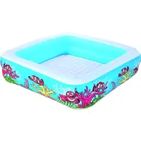 Bestway With Awning Square Inflatable Play Pool 147x147x122 Cm Bleu 265L