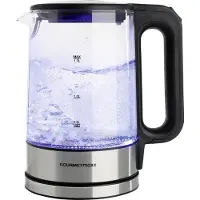 Gourmetmaxx Bouilloire en verre GOURMETmaxx au design intemporel en acier inoxydable Éclairage LED bleu Affichage pratique du niveau d'eau Filtre anticalcaire Capacité 1,7l