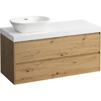 Laufen LANI Plan de lavabo blanc mat incl. meuble sous-lavabo, 1 découpe à gauche, 1185x495x580mm, H4045721122671