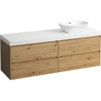 Laufen LANI Plan de lavabo blanc mat incl. meuble bas, 1 découpe à droite, 1570x495x580mm, H4045931122671