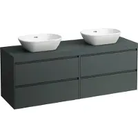 Laufen LANI Plan de lavabo gris trafic incl. meuble sous-lavabo, 1 découpe à gauche et à droite, 1570x495x580mm, H4055941122661