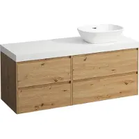 Laufen LANI Plan de lavabo blanc mat incl. meuble sous-lavabo, 1 découpe à droite, 1370x495x580mm, H4045831122671