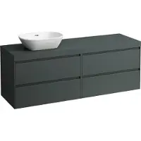 Laufen LANI Plan de lavabo gris trafic incl. meuble sous-lavabo, 1 découpe à gauche, 1570x495x580mm, H4055921122661