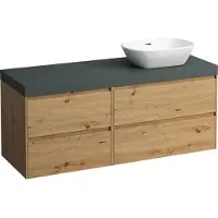 Laufen LANI Plan de lavabo gris trafic incl. meuble bas, 1 découpe à droite, 1370x495x580mm, H4055831122671