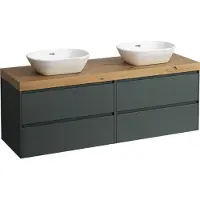Laufen LANI Plan de toilette chêne sauvage incl. meuble sous-lavabo, 1 découpe à gauche et à droite, 1570x495x580mm, H4065941122661