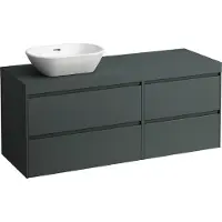 Laufen LANI Plan de lavabo gris trafic incl. meuble sous-lavabo, 1 découpe à gauche, 1370x495x580mm, H4055821122661