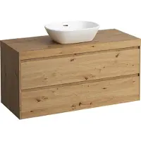 Laufen LANI Plan de toilette chêne sauvage incl. meuble sous-lavabo, 1 découpe au centre, 1185x495x580mm, H4065711122671