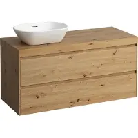Laufen LANI Plan de toilette chêne sauvage incl. meuble sous-lavabo, 1 découpe à gauche, 1185x495x580mm, H4065721122671