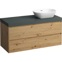 Laufen LANI Plan de lavabo gris trafic incl. meuble sous-lavabo, 1 découpe à droite, 1185x495x580mm, H4055731122671