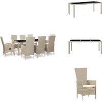 vidaXL Ensemble de jardin 9 pièces avec coussins Poly Rotin Beige - Ensemble de meubles de jardin