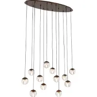 QAZQA Suspension design bronze foncé avec verre clair 12 lumières - Inge