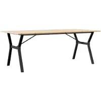 The Living Store Table à manger avec piètement en Y 200 x 100 x 75 cm en bois massif de pin et fonte