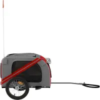 vidaXL Remorque pour vélo Chiens Rouge et Gris Tissu Oxford et fer