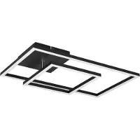 Eglo Plafonnier LED PADELLA 25 W, 4 000 K, 3 000 lm, métal noir, dimensions : 7,5 x 63,5 x 63,5 cm, IP20, RL