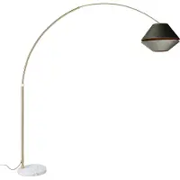 QAZQA Lampadaire arc en laiton avec abat-jour double en velours blanc et vert - XXL
