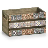 Zeller 15191 Boîte de rangement Rectangulaire Papier, Contre-plaqué Multicolore, Bois