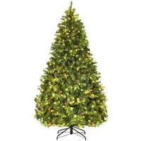 Coast Sapin artificiel avec chaînes lumineuses LED arbre de Noël 210/225/240 cm Vert-225 cm