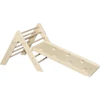Tryco Triangle d'escalade en bois avec toboggan - Jouet Montessori pour le développement de la motricité