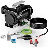 Wiltec Pompe de transfert essence et diesel – pompe 180 W – débit 40 l/min – refoulement max. 10 m, aspiration max. 2 m – Transvasement vide fût