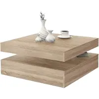 Forte Table basse plateau rotatif - Carré - Chene - 78 x 78 x 36 cm - COFFEE