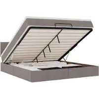 vidaXL Ottoman-lit avec matelas & LED Taupe 160x200 cm Tissu