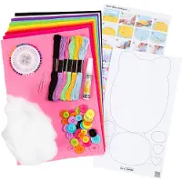 Creativ Company Kit de démarrage pour la couture Feutre, cordon, boutons, Kit de travail manuel, Multicolore