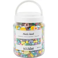 Creativ Company Perles en plastique de différentes couleurs, 700ml