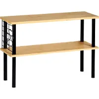 Kesper Étagère de cuisine en bambou – 2 niveaux – 55 x 20 x 38 cm – Structure en métal noir – Inclut des crochets en fil de fer et un grillage pour les ustensiles de cuisine – 58809